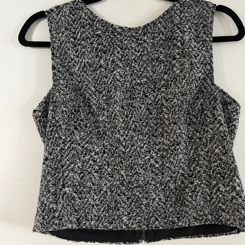 Theory | Tweed Wool Cropped Top | black white and grey ~ size Small